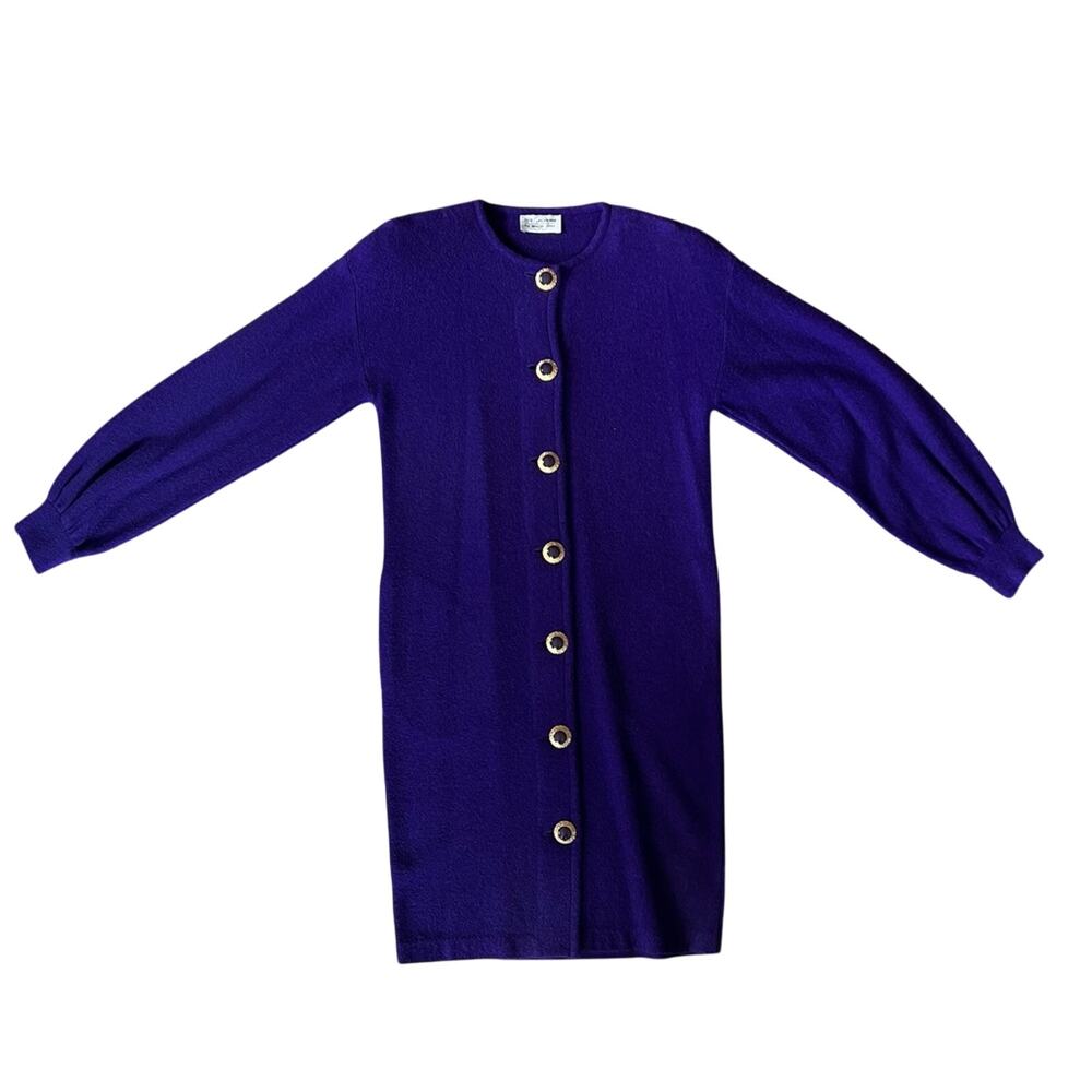 St. John by Marie Gray Purple Gold Button Dress - Size 8